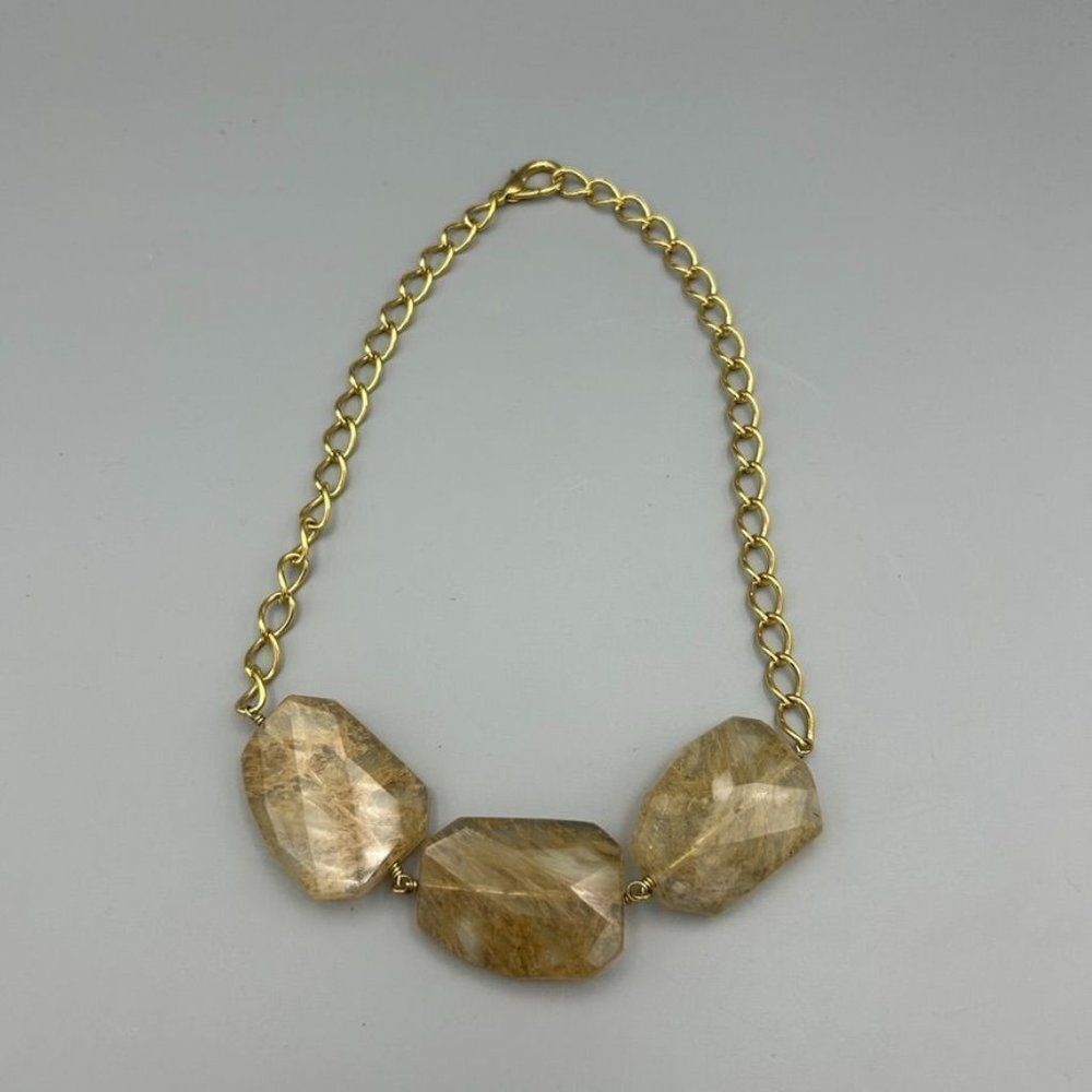 Champagne Gold‎ Stone Chocker Necklace Office Business Cocktail Costume Chunky